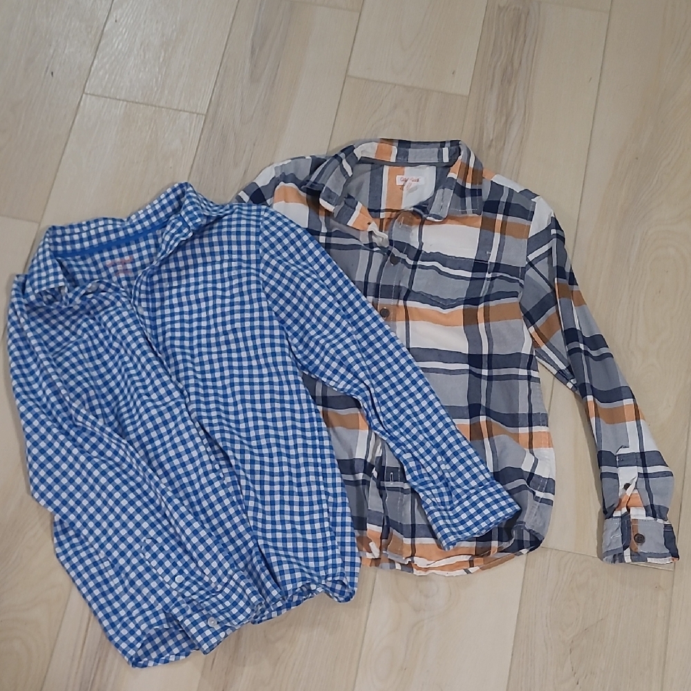 Cat & Jack Orange and White Plaid Shirt